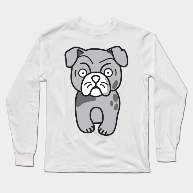 Grumpy bull dog! Long Sleeve T-Shirt by cheekyfoxart